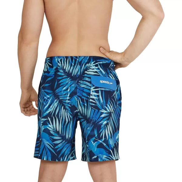 Speedo Mens Swim Trunk Mid Length Redondo PrintedPalm Peacoat