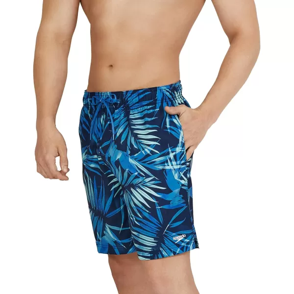 Speedo Mens Swim Trunk Mid Length Redondo PrintedPalm Peacoat