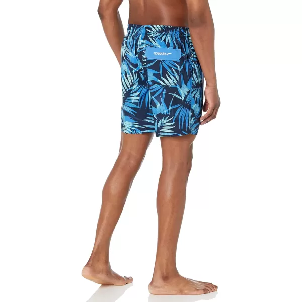 Speedo Mens Swim Trunk Mid Length Redondo PrintedPalm Peacoat