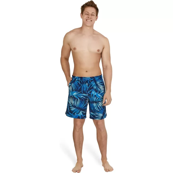 Speedo Mens Swim Trunk Mid Length Redondo PrintedPalm Peacoat