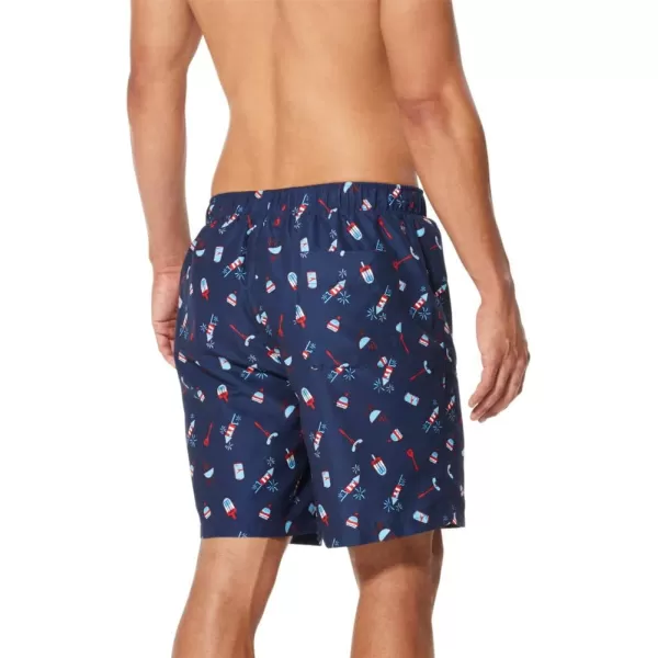 Speedo Mens Swim Trunk Mid Length Redondo PrintedRwb Speedo Navy