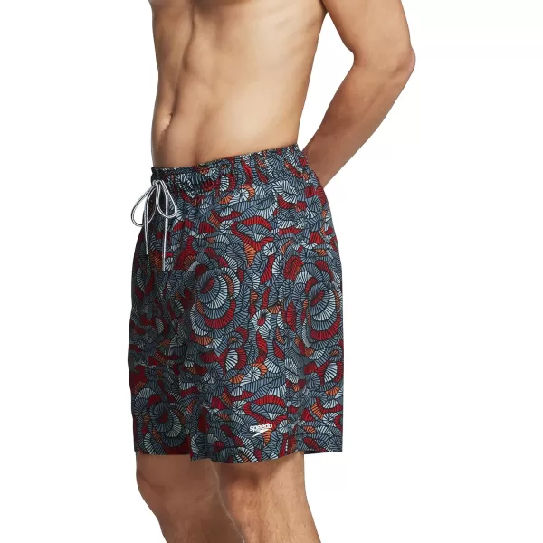 Speedo Mens Swim Trunk Mid Length Redondo PrintedSpeedo Black