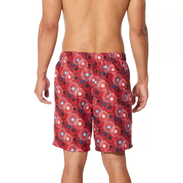 Speedo Mens Swim Trunk Mid Length Redondo PrintedSpeedo Red Fireworks