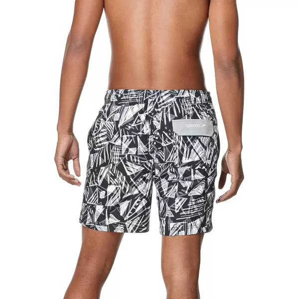 Speedo Mens Swim Trunk Mid Length Redondo PrintedTriangle Anthracite