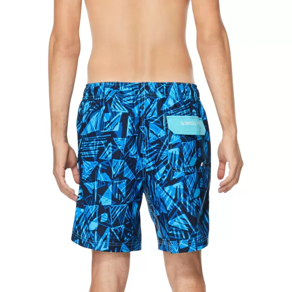 Speedo Mens Swim Trunk Mid Length Redondo PrintedTriangle Peacoat