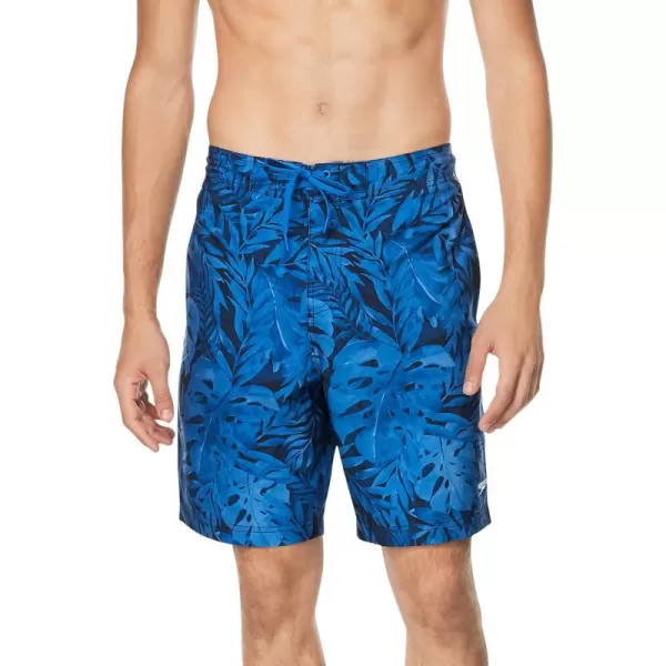 Mens Swim Trunk Knee Length Boardshort Bondi PrintedJungle Peacoat