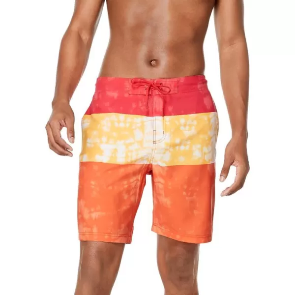 Mens Swim Trunk Knee Length Boardshort Bondi PrintedTie Dye High Risk Red