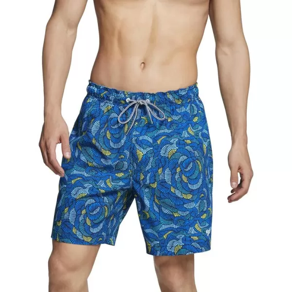 Speedo Mens Swim Trunk Mid Length Redondo PrintedBlue Lemonade