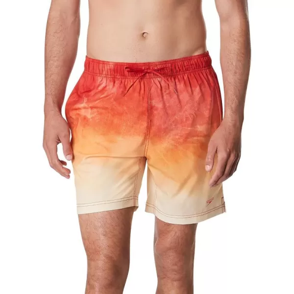 Speedo Mens Swim Trunk Mid Length Redondo PrintedOmbre Molten Lava