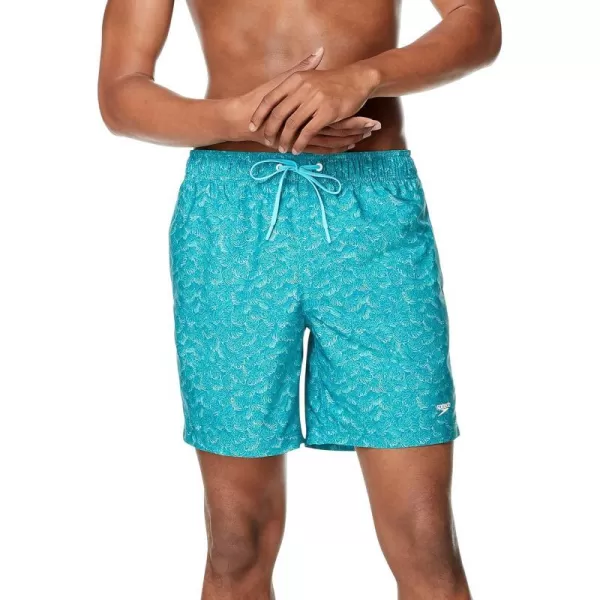 Speedo Mens Swim Trunk Mid Length Redondo PrintedPuzzle Ocean Depths