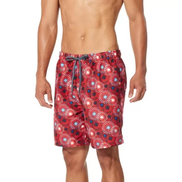 Speedo Mens Swim Trunk Mid Length Redondo PrintedSpeedo Red Fireworks