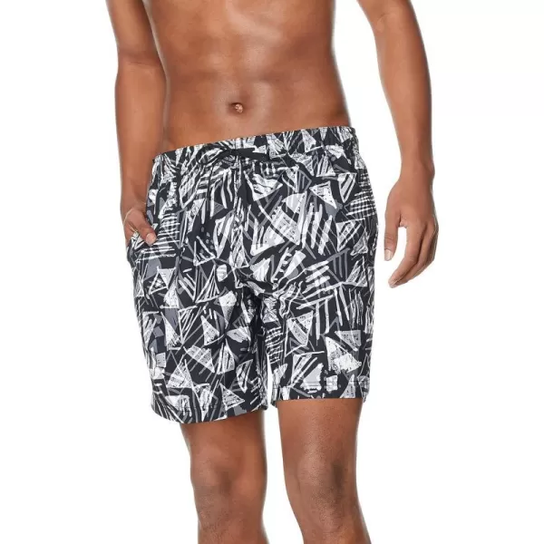 Speedo Mens Swim Trunk Mid Length Redondo PrintedTriangle Anthracite