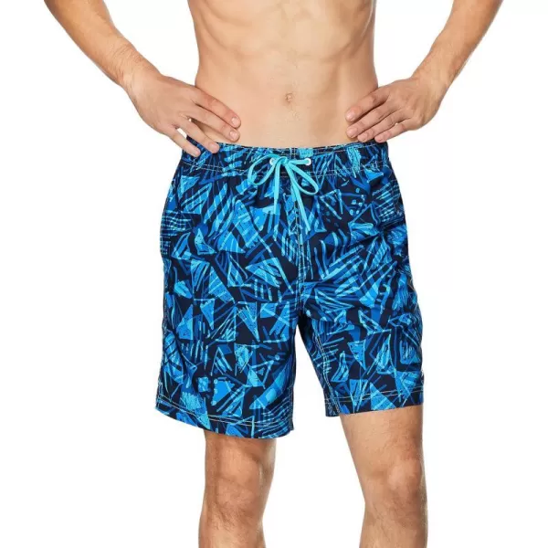 Speedo Mens Swim Trunk Mid Length Redondo PrintedTriangle Peacoat