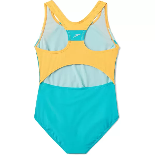 Speedo Girls Swimsuit One Piece Infinity Splice Thick Strap2023 Scuba Blue