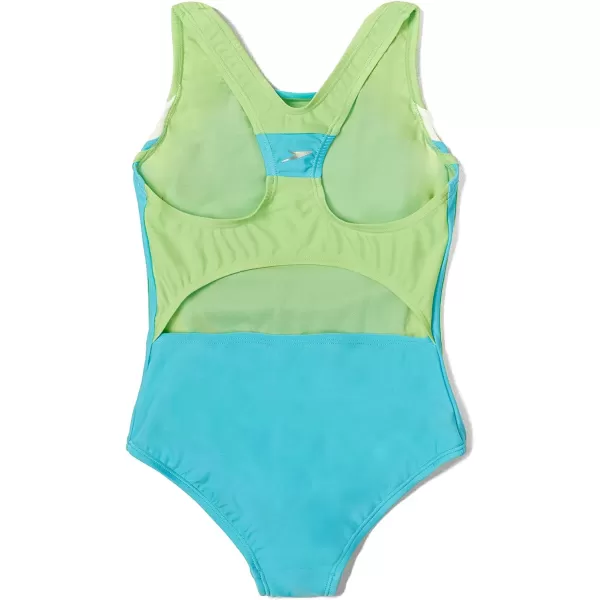 Speedo Girls Swimsuit One Piece Infinity Splice Thick StrapBlue Atoll
