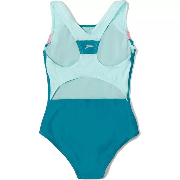 Speedo Girls Swimsuit One Piece Infinity Splice Thick StrapEnamel Blue