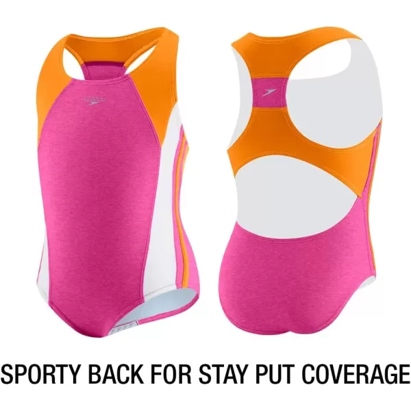 Speedo Girls Swimsuit One Piece Infinity Splice Thick StrapNew Blush