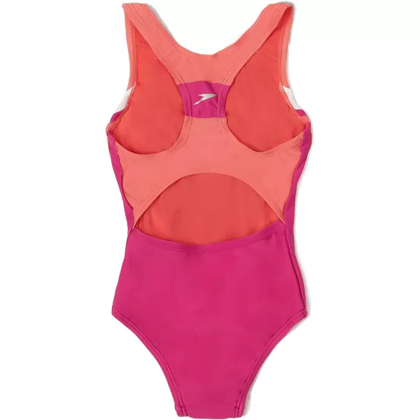 Speedo Girls Swimsuit One Piece Infinity Splice Thick StrapRose Violet