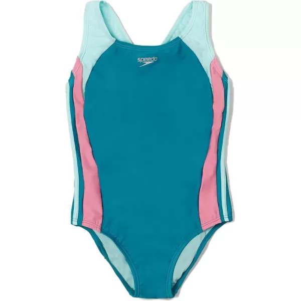 Speedo Girls Swimsuit One Piece Infinity Splice Thick StrapEnamel Blue