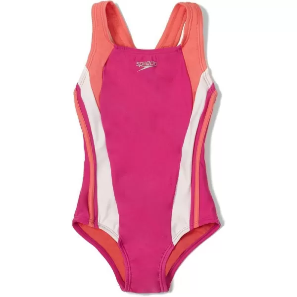 Speedo Girls Swimsuit One Piece Infinity Splice Thick StrapRose Violet