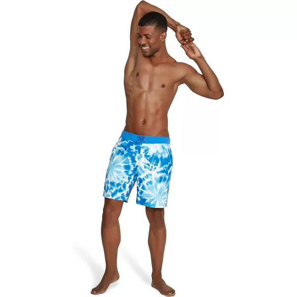 Mens Swim Trunk Knee Length Boardshort Bondi Printed18 Tides Blue Atoll