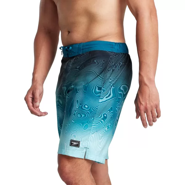 Mens Swim Trunk Knee Length Boardshort Bondi Printed20 Abyss Blend Anthracite