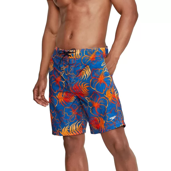 Mens Swim Trunk Knee Length Boardshort Bondi Printed20 Blend Bright Cobalt