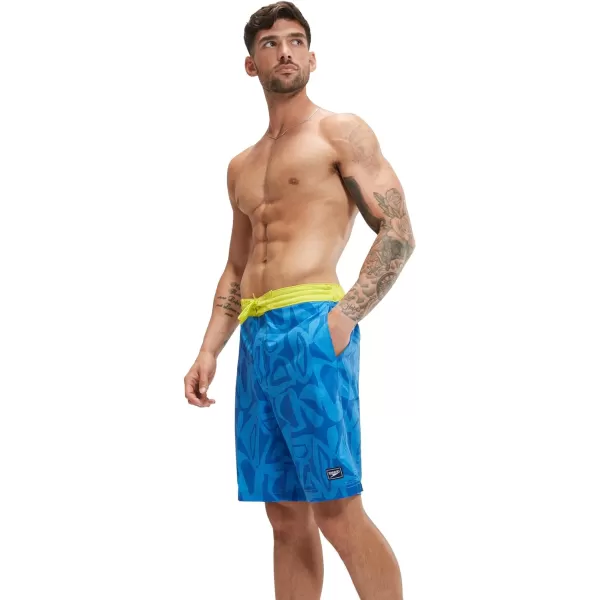 Mens Swim Trunk Knee Length Boardshort Bondi Printed20 Blue Bells