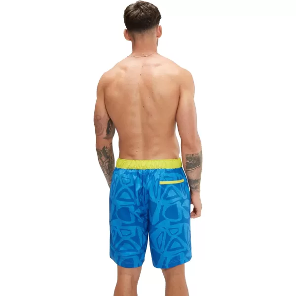 Mens Swim Trunk Knee Length Boardshort Bondi Printed20 Blue Bells