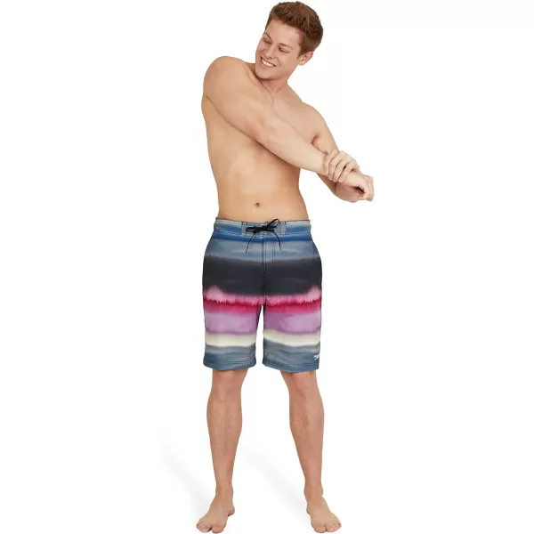 Mens Swim Trunk Knee Length Boardshort Bondi Printed20 Coastal China Blue
