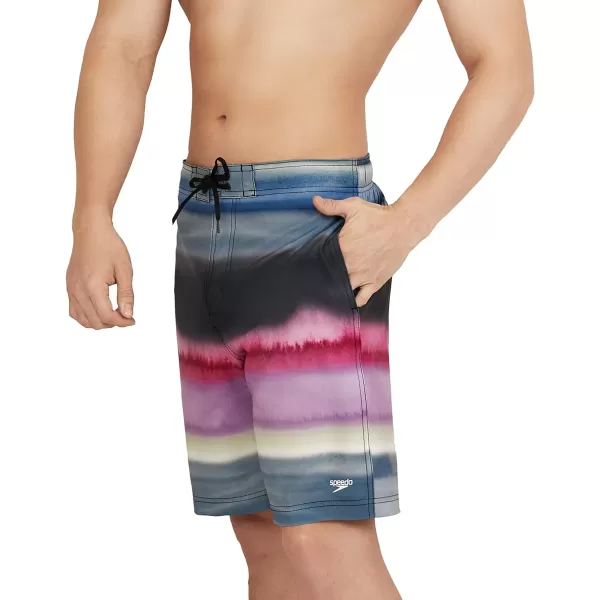 Mens Swim Trunk Knee Length Boardshort Bondi Printed20 Coastal China Blue