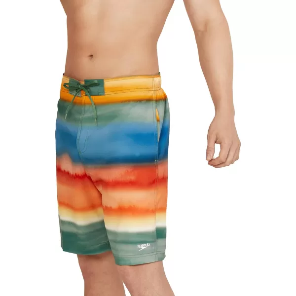 Mens Swim Trunk Knee Length Boardshort Bondi Printed20 Coastal Dark Ivy