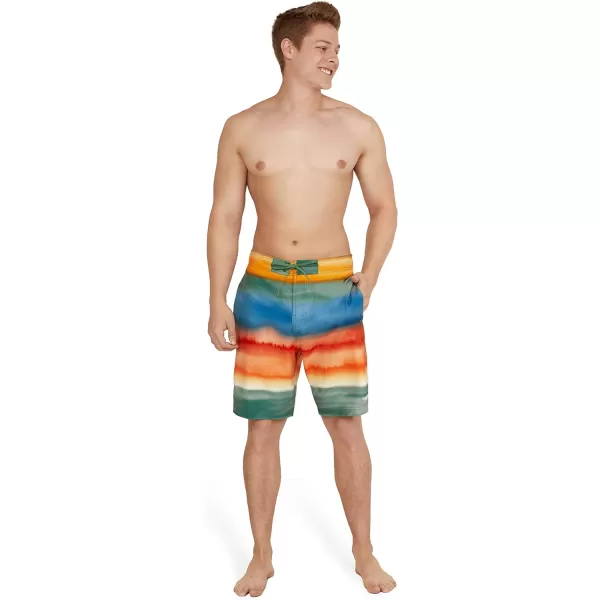 Mens Swim Trunk Knee Length Boardshort Bondi Printed20 Coastal Dark Ivy