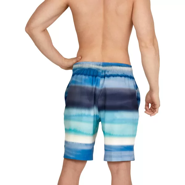 Mens Swim Trunk Knee Length Boardshort Bondi Printed20 Coastal Peacoat