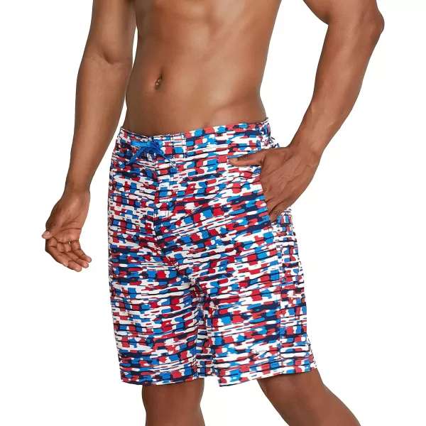 Mens Swim Trunk Knee Length Boardshort Bondi Printed20 Data High Risk Red