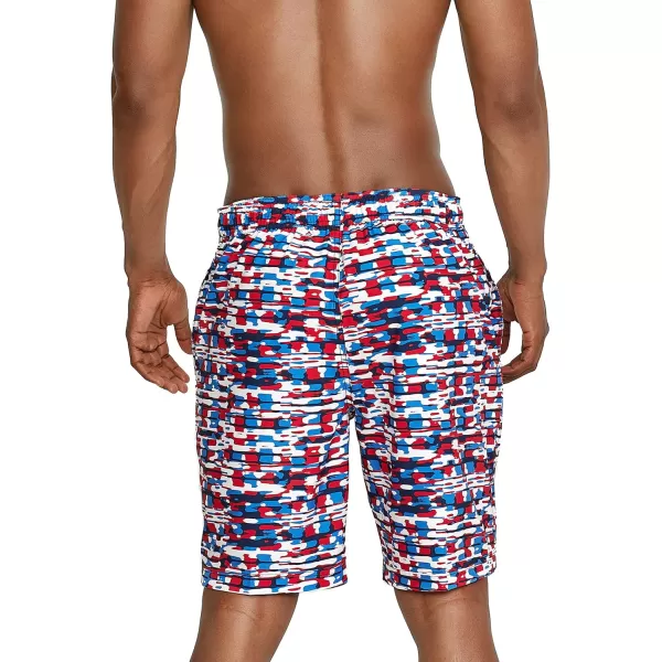 Mens Swim Trunk Knee Length Boardshort Bondi Printed20 Data High Risk Red