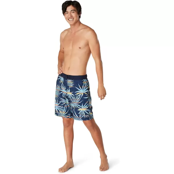 Mens Swim Trunk Knee Length Boardshort Bondi Printed20 Falsa Palm Peacoat
