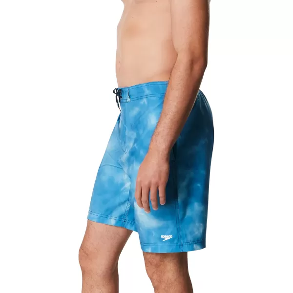 Mens Swim Trunk Knee Length Boardshort Bondi Printed20 Flare Delphinium Blue
