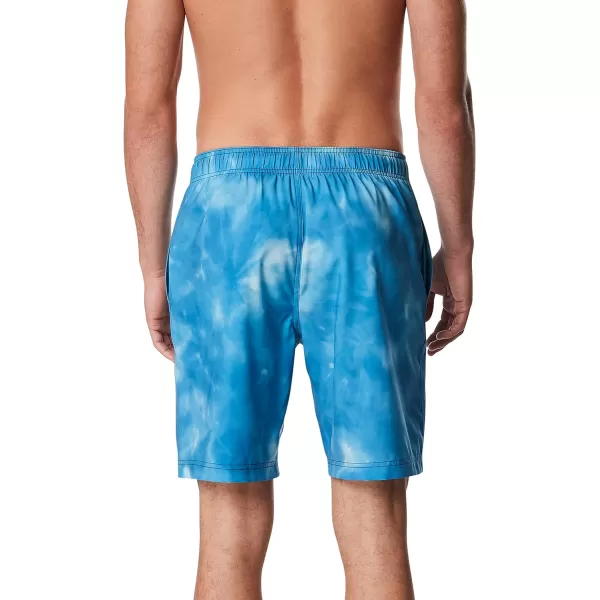Mens Swim Trunk Knee Length Boardshort Bondi Printed20 Flare Delphinium Blue