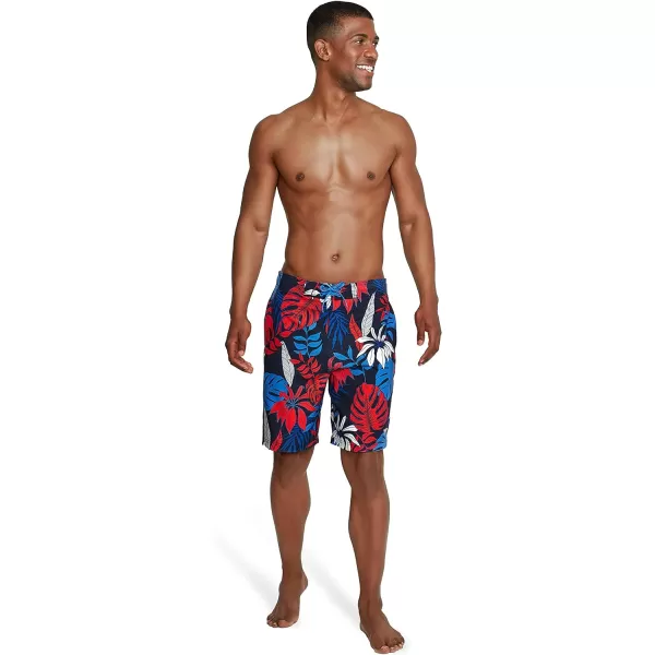 Mens Swim Trunk Knee Length Boardshort Bondi Printed20 Hothouse RedWhiteBlue