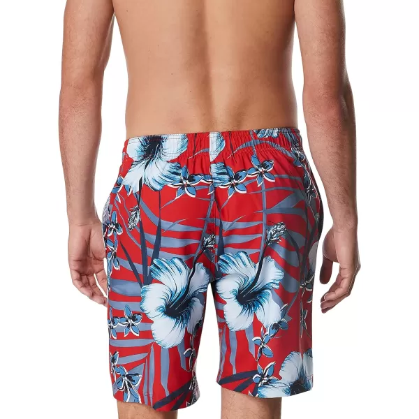 Mens Swim Trunk Knee Length Boardshort Bondi Printed20 Hover RedBlue