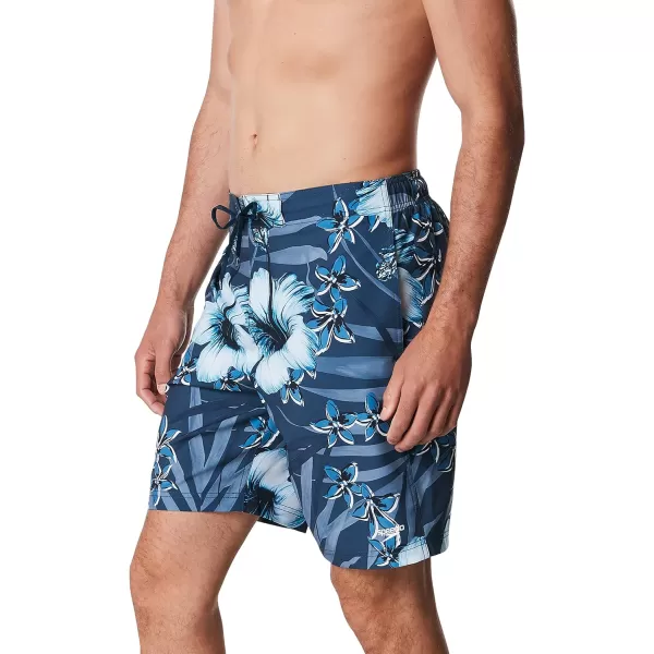 Mens Swim Trunk Knee Length Boardshort Bondi Printed20 Hover Vallarta Blue
