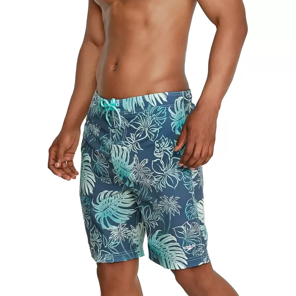 Mens Swim Trunk Knee Length Boardshort Bondi Printed20 Onshore Aqua Splash