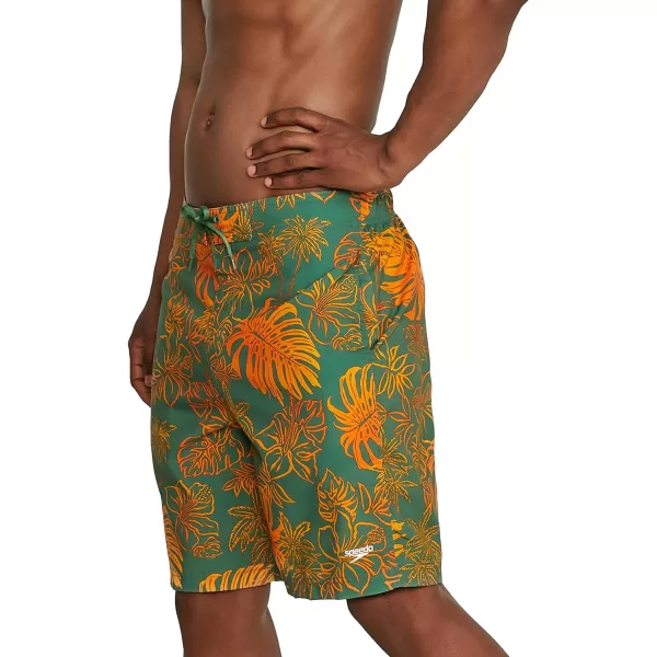Mens Swim Trunk Knee Length Boardshort Bondi Printed20 Onshore Dark Ivy