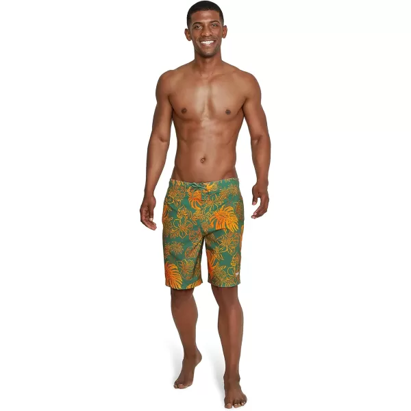 Mens Swim Trunk Knee Length Boardshort Bondi Printed20 Onshore Dark Ivy
