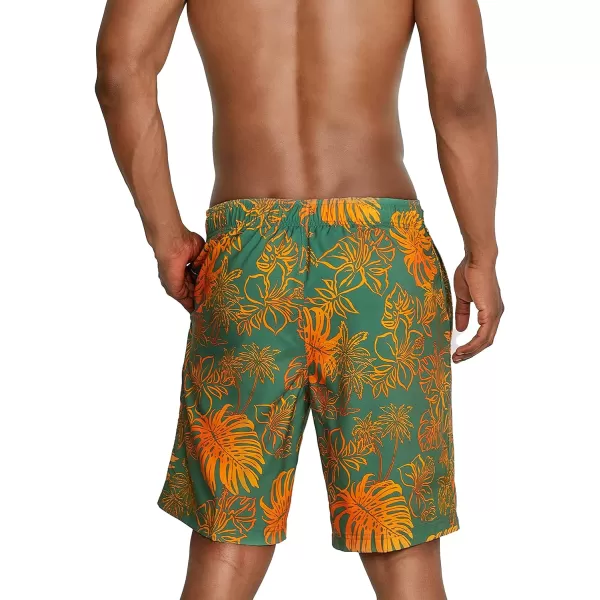 Mens Swim Trunk Knee Length Boardshort Bondi Printed20 Onshore Dark Ivy