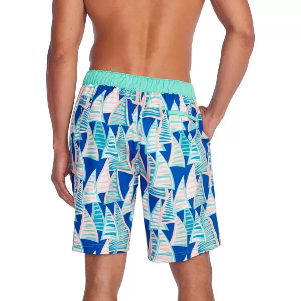 Mens Swim Trunk Knee Length Boardshort Bondi Printed20 Sailing on