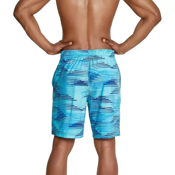 Mens Swim Trunk Knee Length Boardshort Bondi Printed20 Slice Blue Atoll