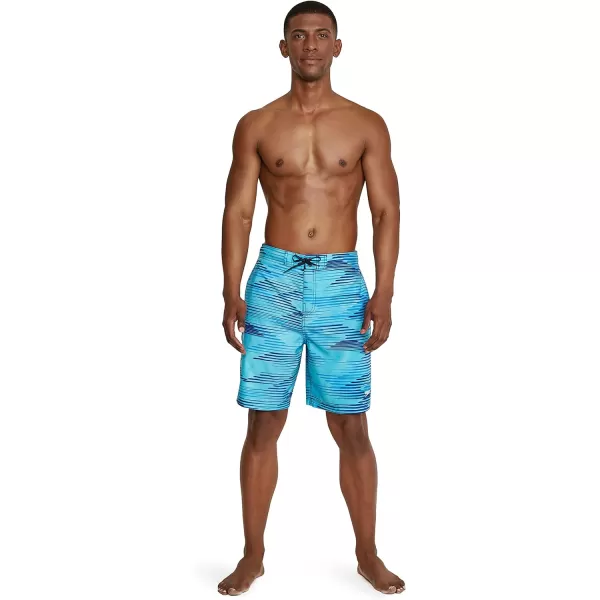 Mens Swim Trunk Knee Length Boardshort Bondi Printed20 Slice Blue Atoll