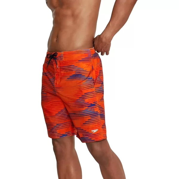 Mens Swim Trunk Knee Length Boardshort Bondi Printed20 Slice Spicy Orange